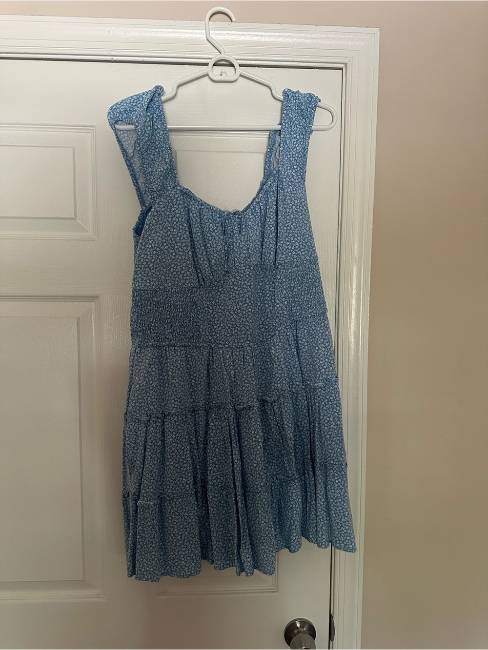 Hollister Light Blue Floral Tiered Mini Dress